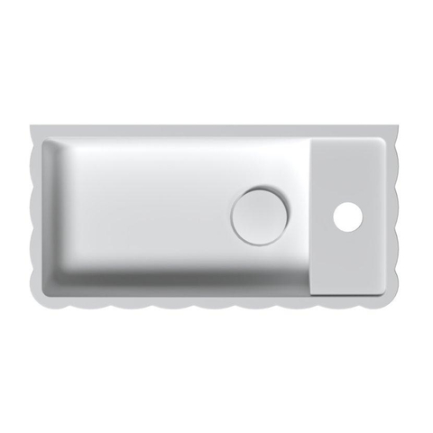 Riho Catching waves Lave-mains - 44x22cm - 1 trou de robinet à droite - solid surface - blanc mat SW1185425