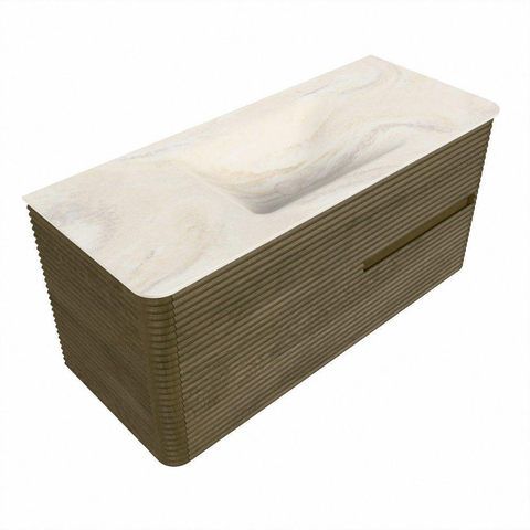 Mondiaz CIRO-DLUX Badkamermeubelset - 110x45x50cm - Solid surface wastafel Ostra - 1 wasbak Midden - 1 kraangat - 2 lades - Dusk SW1532912