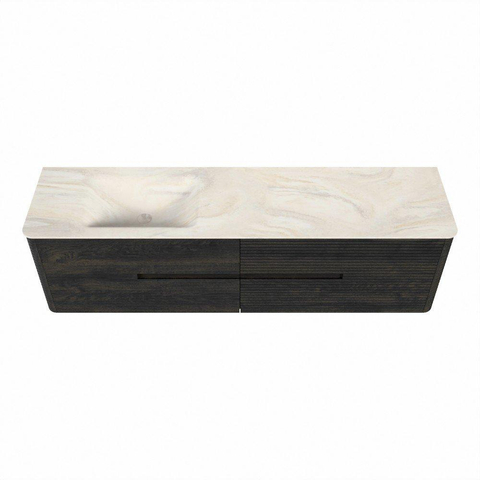 Mondiaz CIRO-DLUX Badkamermeubelset - 180x45x50cm - Solid surface wastafel Ostra - 1 wasbak Links - zonder kraangaten - 4 lades - Shadow SW1532319