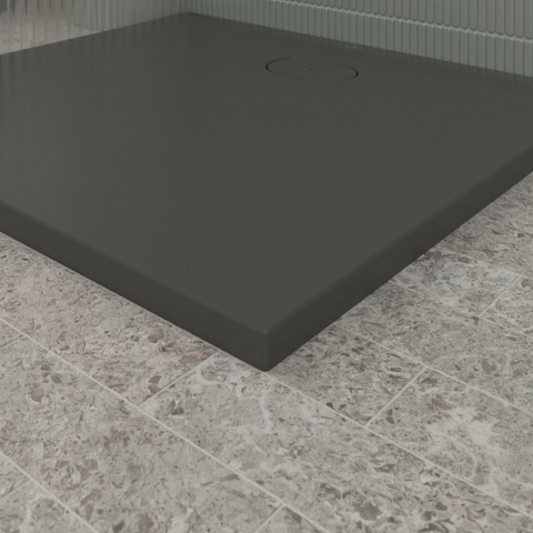 Villeroy & Boch Ecora douchebak - 100x90x3.5cm - afvoer lange zijde - anthracite (antraciet) SW1558970