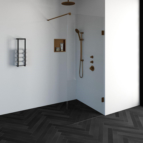 BRAUER Void inloopdouche helder glas 90x200 incl. glascoating PVD koper geborsteld SHOWROOMMODEL SHOW26698