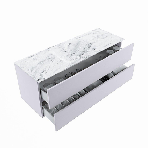 MONDIAZ VICA-DLUX Ensemble meuble de salle de bains - 130cm - meuble bas cale- 2 tiroirs - lavabo encastré cloud central - sans trous de robinet - version hauteur 60cm - glace SW1088345
