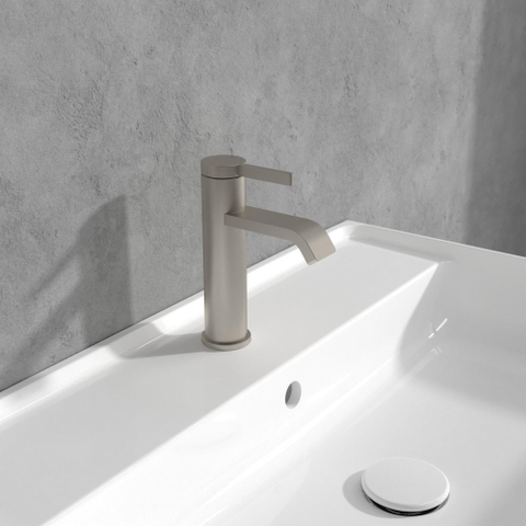 Villeroy & Boch Dawn 1 greeps wastafelkraan - zonder pop up afvoergarnituur - Brushed Nickel (rvs) SW974108