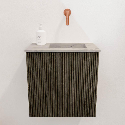 Mondiaz JOYA-DLUX 40cm toiletmeubel - kleur Shadow - Wastafel FAYE positie Rechts Zonder kraangat kleur Glace. SW1422759
