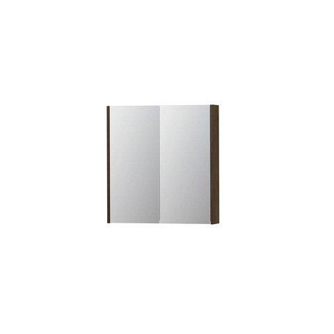 INK SPK2 Spiegelkast - 70x14x74cm - 2 deuren - dubbelzijdige Spiegel - schakelaar en stopcontact - MDF Fineer Chocolate SW439814