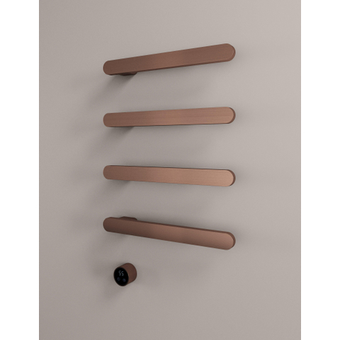 Hotbath &MORE Handdoekradiator - 50x76cm - soft square - 4 stangen - horizontaal - met schakelaar - PVD - geborsteld koper SW1245797