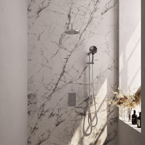 BRAUER Chrome Edition inbouw regendoucheset – Ø20 cm hoofddouche – 40 cm gebogen wandarm – ronde handdouche – met omstel SW538391