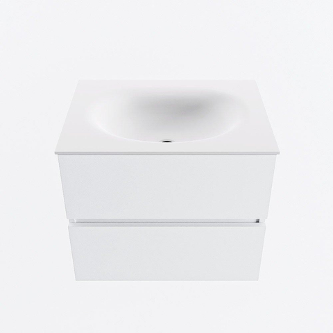 MONDIAZ VICA meuble sous lavabo 60cm Talc 2 tiroirs. Lavabo MOON central sans trou de robinet, couleur Talc. SW1381812