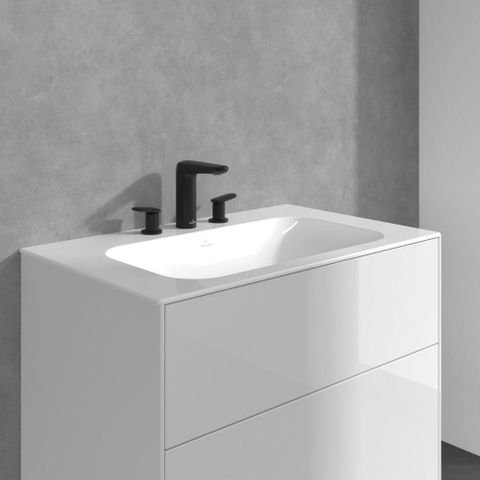 Villeroy & Boch Antao 3 gats wastafelmengkraan - met push open plug - mat zwart SW974155