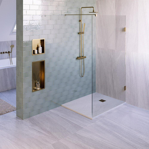 BRAUER Asteroid Receveur de douche 90x120 incl. antidérapant et antibactérien marbre minéral blanc mat SW543399