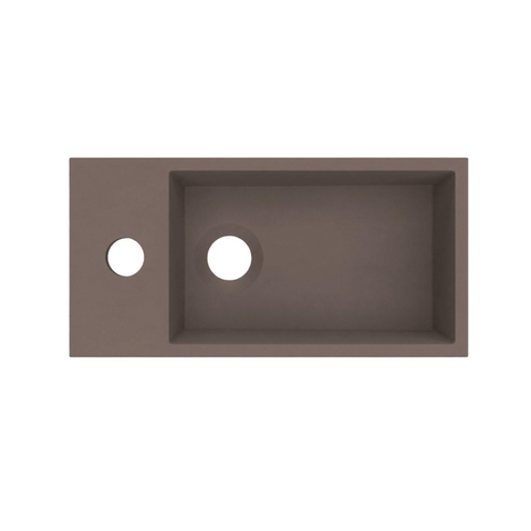 Arcqua Flair fontein - 36x18x9cm - cast marble - 1 kraangat - links - mat mokka SW1584217