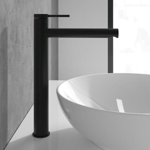 Villeroy & Boch Loop & Friends 1 greeps wastafelkraan verhoogd - zonder waste - mat zwart SW974127