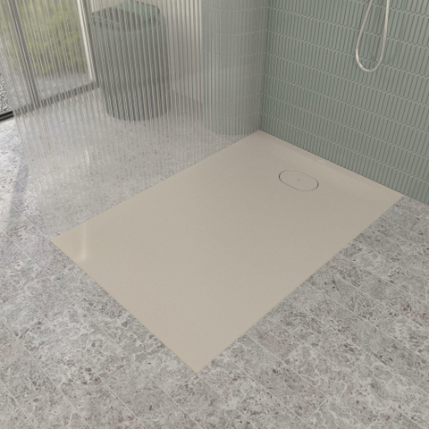 Villeroy & Boch Ecora douchebak - 120x80x3.5cm - afvoer korte zijde - almond (beige) SW1558895