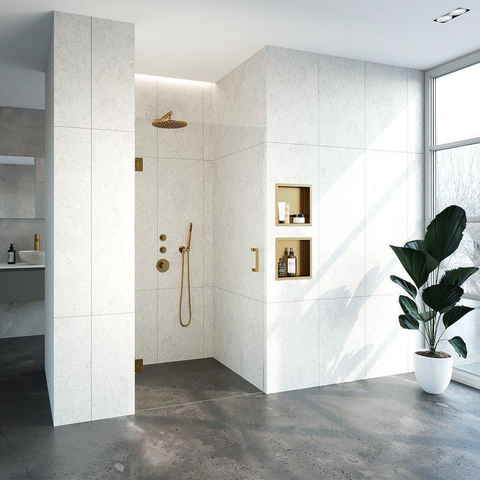 BRAUER Créer Porte de niche - 100x200cm - sans profil - anti-calcaire - verre de sécurité 8mm - Or brossé SW638604