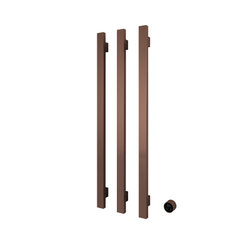 Hotbath &MORE Handdoekradiator - 57x115cm - vierkant - 3 stangen - verticaal - met schakelaar - PVD - geborsteld koper SW1245845