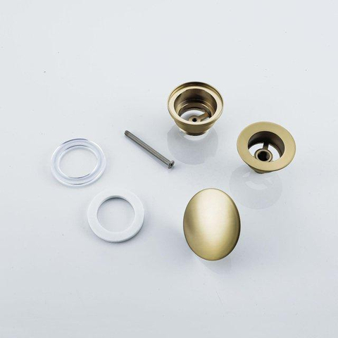 FugaFlow Efficiente Pietra Ensemble de lavabo - 40x22x10cm - céramique - trou de robinet à droite - robinet de lavabo laiton brossé PVD (or) - bonde - siphon abaissé - blanc brillant SW1483427