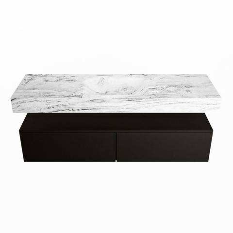 Mondiaz ALAN-DLUX Ensemble de meuble - 150cm - meuble Urban mat - 2 tiroirs - Lavabo Cloud Glace suspendu - vasque Centre - 1 trou de robinet SW805680