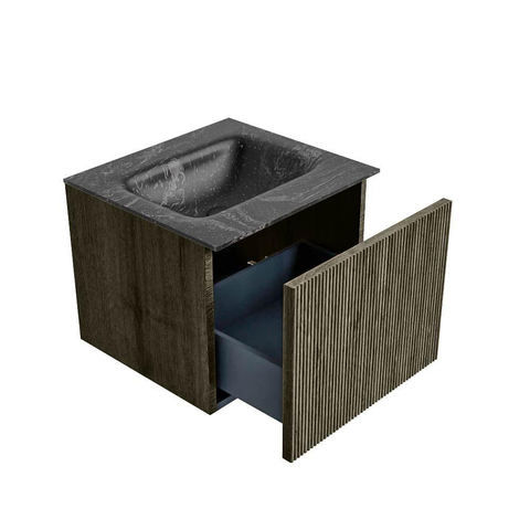 Mondiaz KURVE-DLUX Ensemble de meuble de salle de bain - 50x46x40cm - 1 tiroir - lavabo solid surface - central - sans trou de robinet - Shadow SW1414630