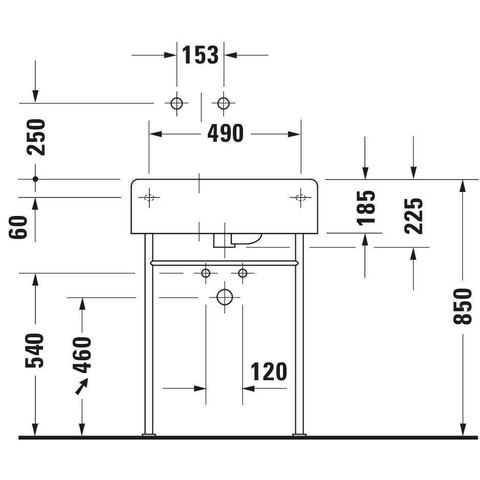 Duravit Scola Wastafel - 61.5x46cm - zonder kraangat - met overloop - glans wit 0304115