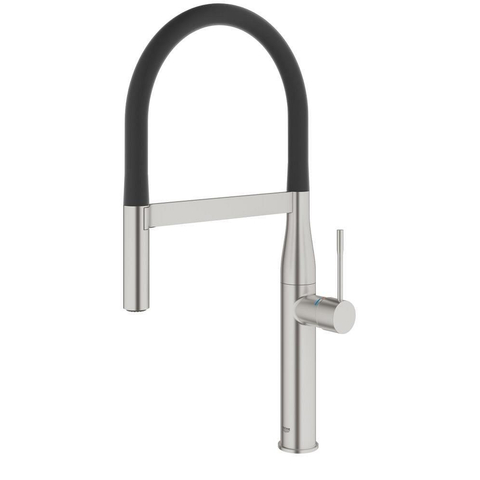 Grohe Essence New Keukenkraan - hoog - uittrekbare uitloop - 2 straalsoorten - met profesionele handdouche - Brushed Supersteel (RVS) SW86842