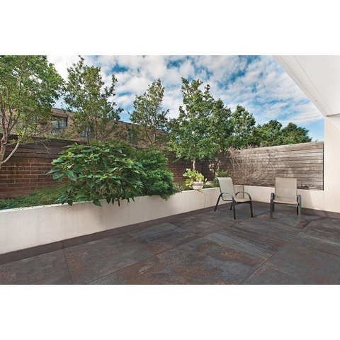 Terravito Copuro Dalle de terrasse Black 60x60x2cm Rectifié Aspect béton Noir mat SW420244