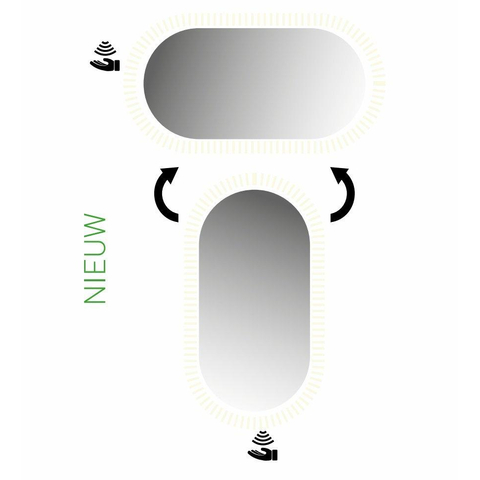 INK SP27 spiegel – ovaal – 60x120 cm – indirecte LED rondom – spiegelverwarming, dimbaar – zonder kader SW798459