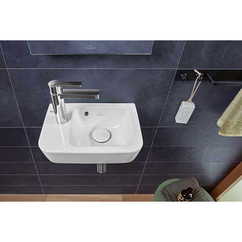 Villeroy & Boch O.novo fontein - 1 kraangat links - met overloop - 36x25cm - White Alpine (glans wit) SW445848