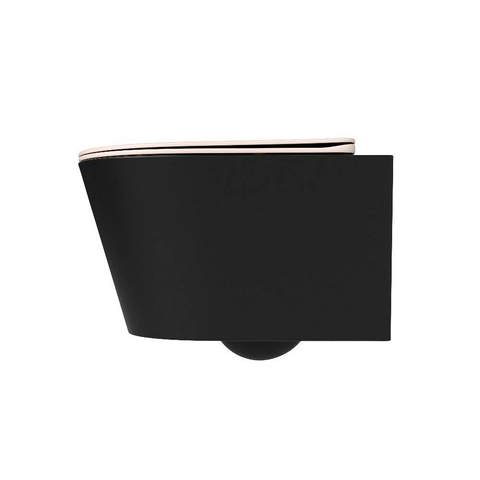 Mondiaz LAVIE WC suspendu – sans bride – 36 x 53 cm – avec abattant softclose – Urban (noir), abattant Rosee (rose) SW1208693