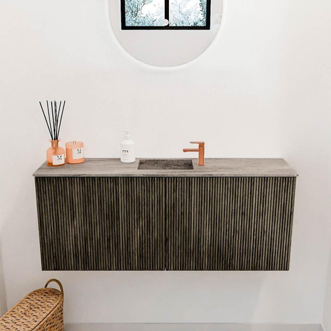 Mondiaz JOYA-DLUX 100cm meuble de salle de bains - couleur Shadow - Vasque FAYE position Milieu 1 trou de robinet couleur Oza. SW1425049