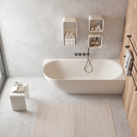 Ideavit Solidnova baignoire semi-autoportante - 180x80x56cm - Solid surface - Angle droit - Blanc mat SW857503