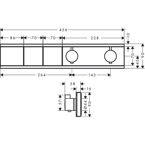 Hansgrohe Rainselect Afbouwdeel - voor inbouw douchekraan - thermostatisch - voor 2 functies - 45.6x90cm - thermostaat - geborsteld brons SW385575