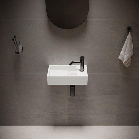 Ideavit Solidcube fontein - 40x22x10cm - rechthoek - kraangat rechts - zonder waste - mat wit SW85923