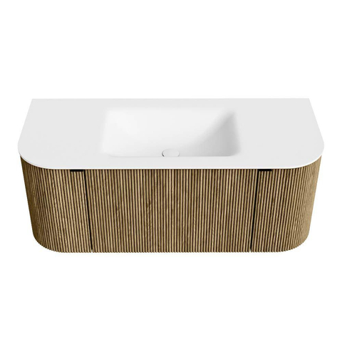 Mondiaz KURVE Badkamermeubelset - 110x46x40cm - 1 lade - 2 deuren - wastafel solid surface - midden - zonder kraangat - Dusk SW1414720