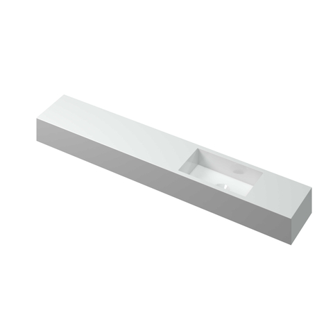 INK Nice Time Plateau de lave-mains - 120x20x10cm - lavabo à droite - 0 trous de robinet - cuve rectangulaire - polystone blanc brillant SW439463