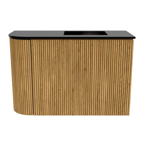 Mondiaz JOYA 61.6cm meuble de toilette - arrondi gauche couleur Oak - Vasque FAYE position Droite Sans trou de robinet couleur Urban SW1421201