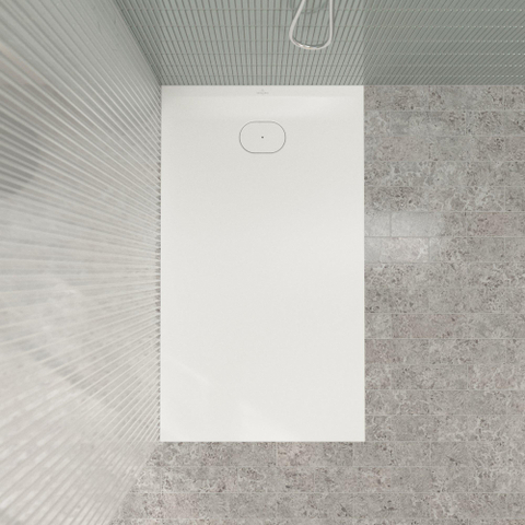 Villeroy & Boch Ecora douchebak - 140x80x3.5cm - afvoer korte zijde - stone white (wit) SW1558997
