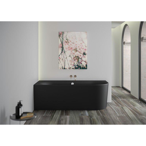 Plieger Kansas Baignoire d'angle - 180x80x60cm - angle gauche - avec arrivée d'eau - avec garniture de vidage et de trop-plein - avec pieds - acrylique - noir mat SW1027472