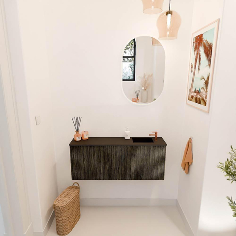 Mondiaz JOYA 100cm meuble de salle de bains - couleur Shadow - Vasque FAYE position Droite 1 trou de robinet couleur Urban. SW1421492