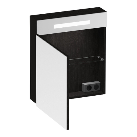 BRAUER Promise armoire de toilette – 59 x 70 x 15 cm – LED directe en haut – ouverture à gauche – Timber Black SW1203732