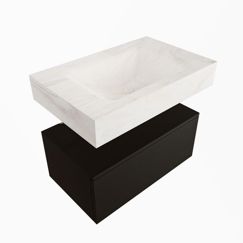 Mondiaz ALAN-DLUX Ensemble de meuble - 70cm - meuble Urban mat - 1 tiroir - Lavabo Cloud Ostra suspendu - vasque Centre - 0 trous de robinet SW807572
