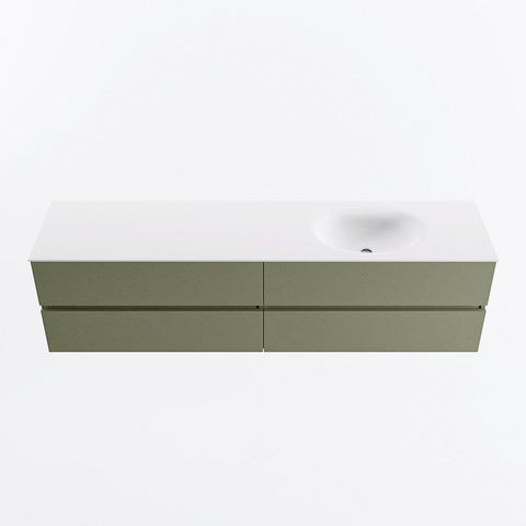Mondiaz VICA Ensemble meuble de salle de bains - 190cm - army - 4 tiroirs - Lavabo MOON - droite - 1 trou de robinet - couleur talc - Version XL 60cm de haut SW1189224