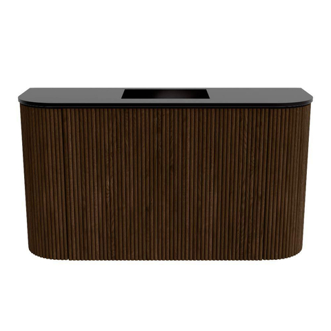 Mondiaz JOYA 73.2cm meuble de salle de bains - arrondi gauche et droite couleur Walnut - Vasque FAYE position Milieu Sans trou de robinet couleur Urban SW1421439