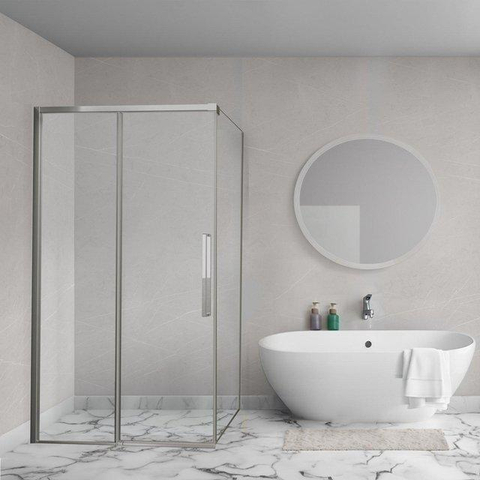 Aqua Vista Lokla Cuadra zijwand - 70x200cm - voor douchecabine - 8mm - helder glas - geborsteld rvs SW1427055