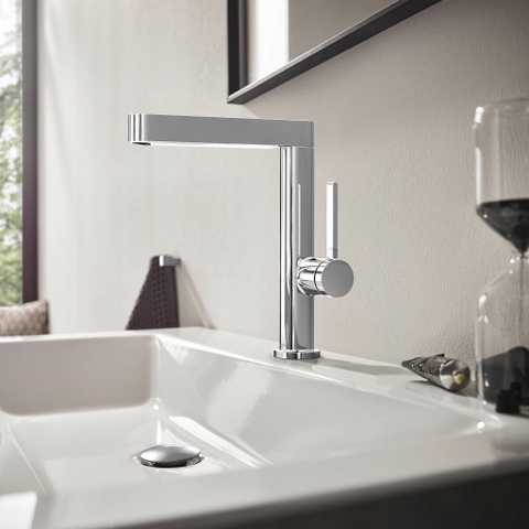Hansgrohe Finoris 1 greeps wastafelkraan - 230 draaibare uitloop - met afvoerplug - hoogglans chroom SW651230