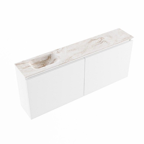 MONDIAZ TURE-DLUX Meuble de toilette 120 cm Talc. EDEN vasque Frappe position gauche. Avec 1 trou de robinet. SW1102603