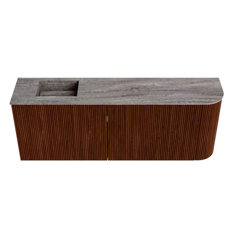 Mondiaz JOYA-DLUX 111.6cm toiletmeubel - ronding rechts kleur Ruby - Wastafel FAYE positie Links Zonder kraangat kleur Oza. SW1425547
