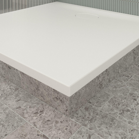 Villeroy & Boch Ecora douchebak - 100x100x3.5cm - afvoer korte zijde - stone white (wit) SW1558927