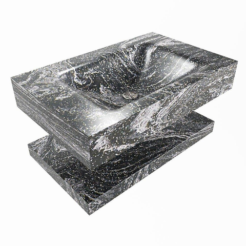 Mondiaz ALAN-DLUX Ensemble de meuble - 70cm - meuble Lava mat - 0 tiroirs - Lavabo Cloud Lava suspendu - vasque Centre - 0 trous de robinet SW809185