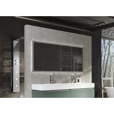 H&R Badmeubelen Jade 2.0 Spiegel - 100x70cm - verlichtingsbalk - dotless indirecte verlichting rondom - touch sensor - traploos dimbaar - kleurtemperatuur in te stellen - spiegelverwarming SW1171061