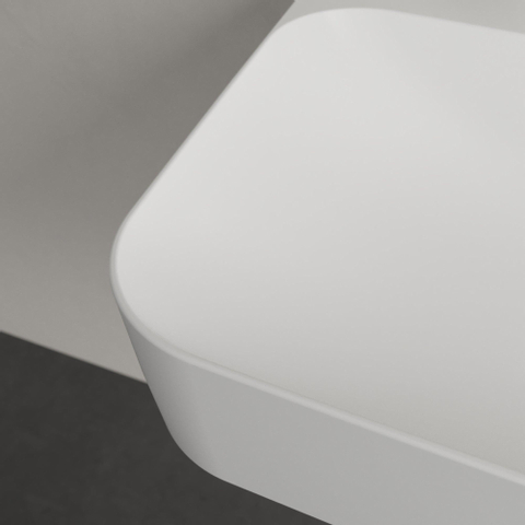 Villeroy & Boch finion wastafel - 1 kraangat - 60x47cm CeramicPlus - met verdekte overloop - Stone White (mat wit) SW209547